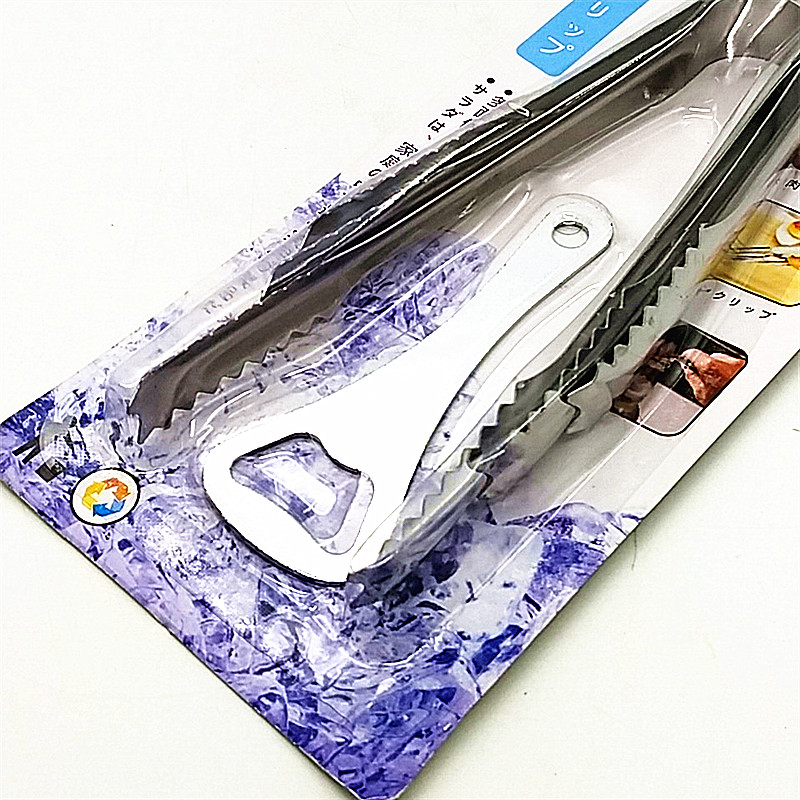 Stainless steel food tongs, thickened bread tongs, self-service steak, barbecue, cooking food tongs, beer screwdriver, bottle opener Specification image