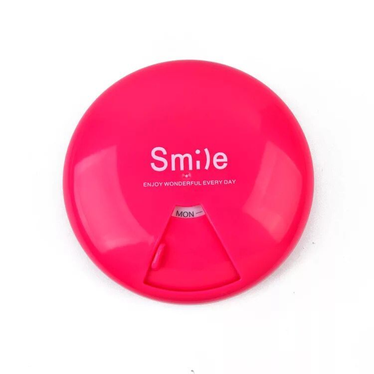 旅行出差圆形塑料便携旋转药盒 一周分装药品迷你收纳盒细节图