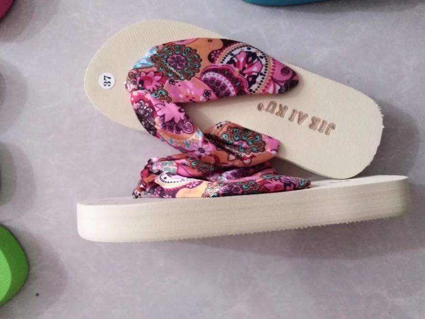 Women's summer high-heeled silk strap flip-flops details Picture