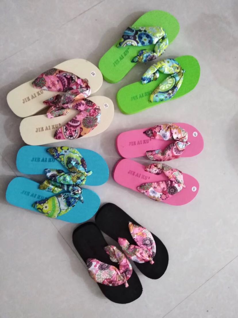 Women's summer high-heeled silk strap flip-flops