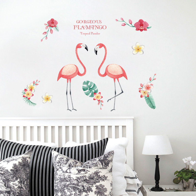 创意优雅火烈鸟墙贴 卧室客厅沙发背景壁纸家居装饰贴画
