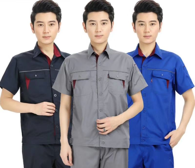 夏季短袖工作服套装男薄款透气工程服工装上衣汽修厂服车间劳保服
