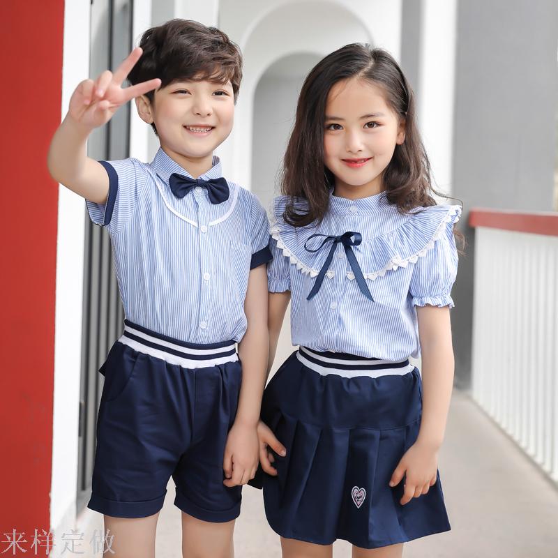 小学生校服夏装短袖学院风套装儿童英伦风毕业照幼儿园班服园服夏