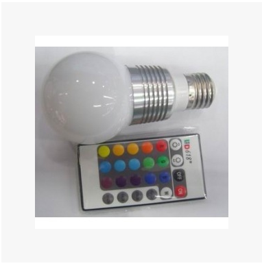 3W RGB彩色遥控灯 E27灯头 优价出厂 remote