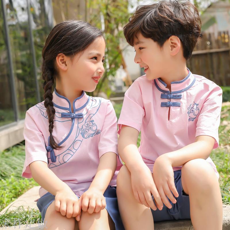 幼儿园园服夏装小学生校服班服汉服装套装夏季儿童短袖老师学院风