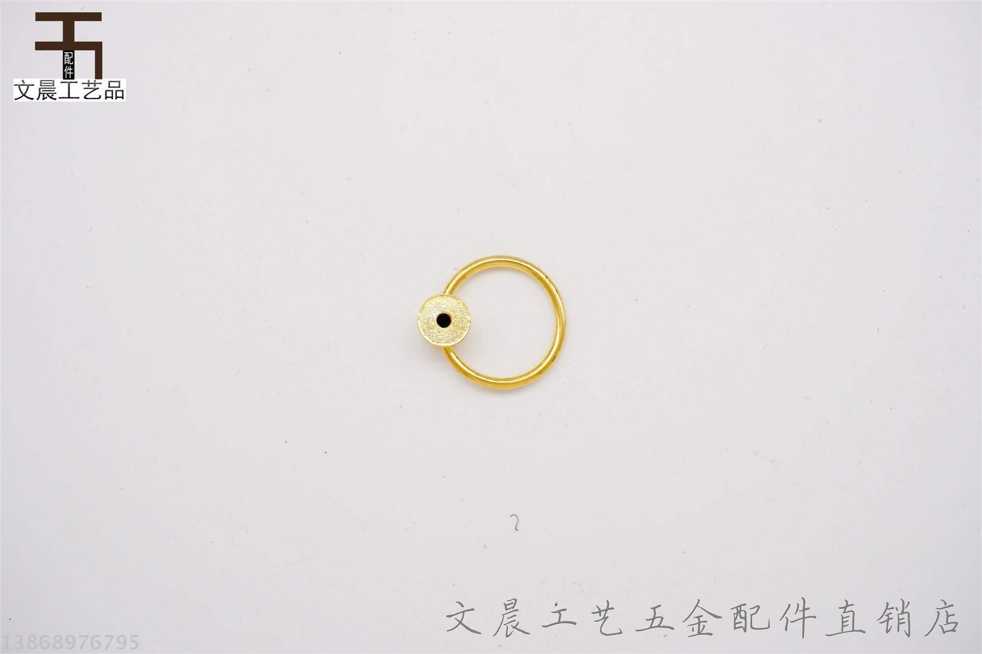 现代简约金色单孔抽屉圆形拉手 欧式仿古橱柜柜门单颗把手拉手产品图