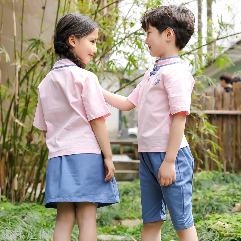 幼儿园园服夏装小学生校服班服汉服装套装夏季儿童短袖老师学院风细节图