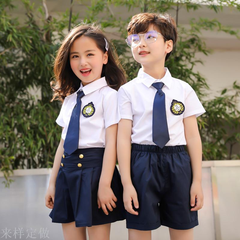 幼儿园园服夏装短袖大班毕业典礼拍照服装韩版小学生校服英伦班服