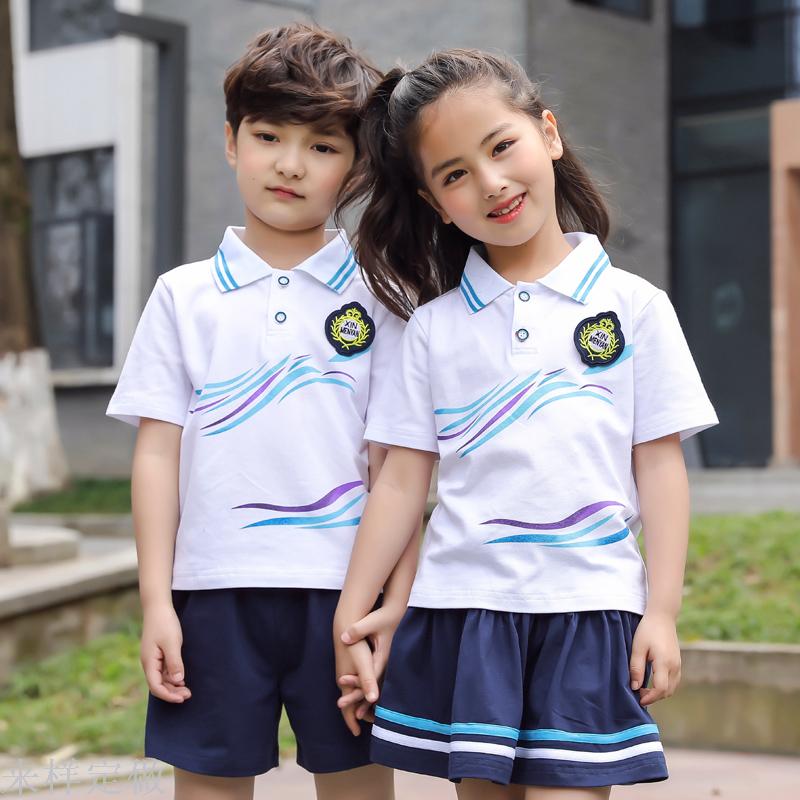 夏季新款男女童校服套装2019幼儿园园服中小学生短袖校服班服童装产品图