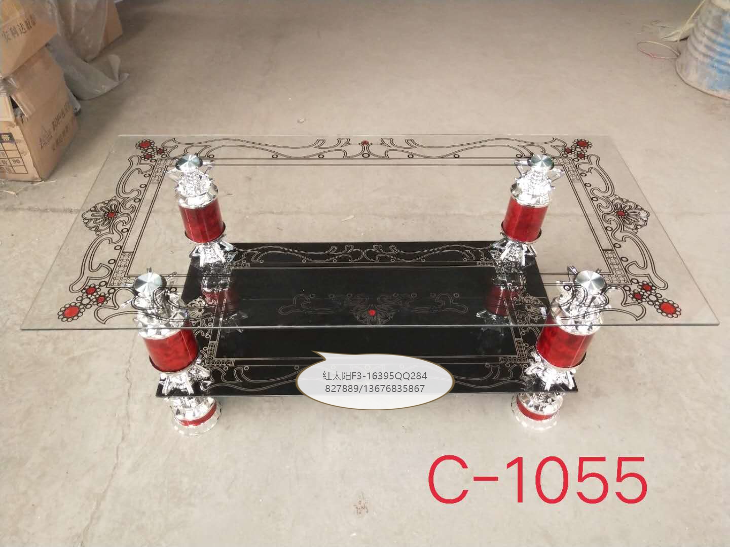 Double glazed tea table living room tempered glass tea table small goods
