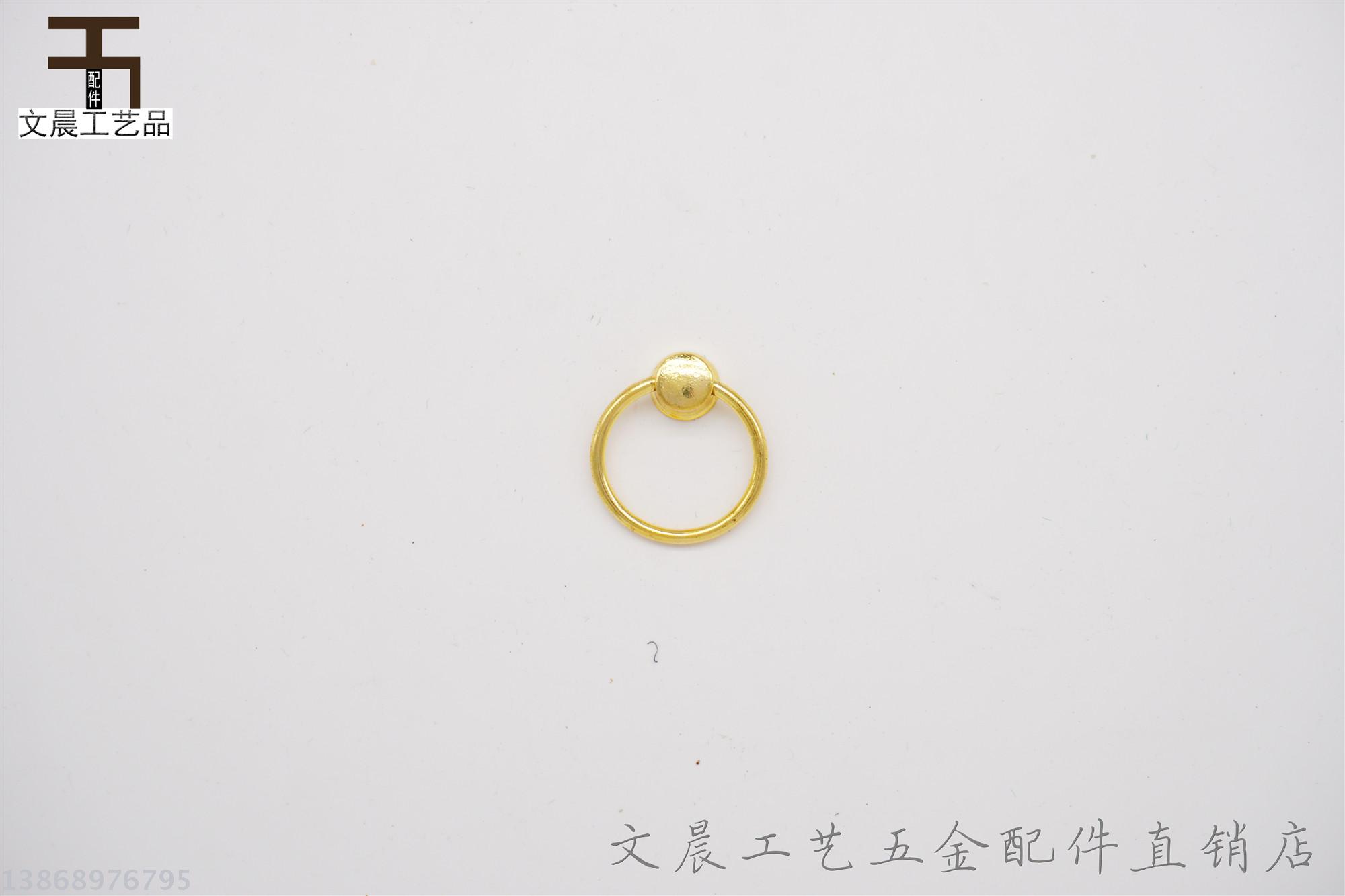 现代简约金色单孔抽屉圆形拉手 欧式仿古橱柜柜门单颗把手拉手细节图