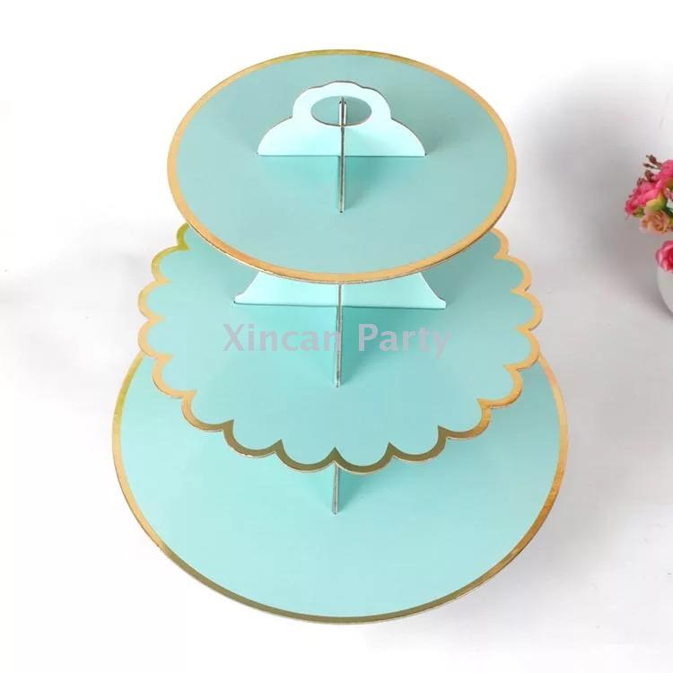 三层纸质烫金蛋糕架 生日派对装扮用品 展会点心甜品架