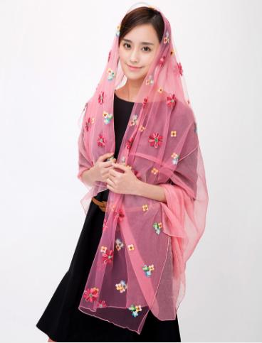 Women's scarf Flower sweet cute summer sun shawls Silk beach towel al-tx
