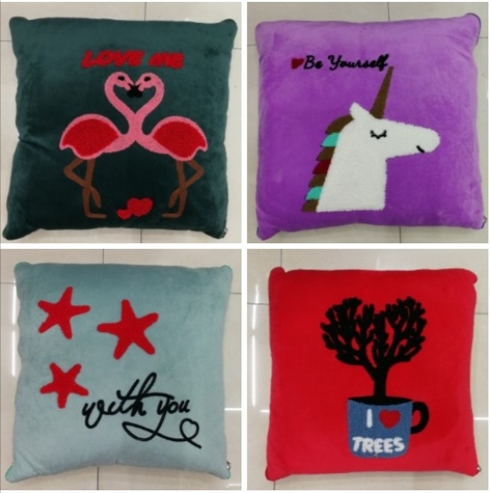 High-Grade Quilted Border Woolen Embroidery Throw Pillow Cushion Back Blanket Specification drawing