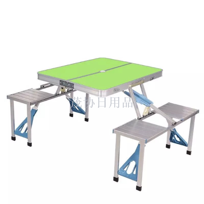 Outdoor connected tables and chairs, portable tables and chairs, aluminum alloy folding dining tables, stall tables, picnic tables details Picture