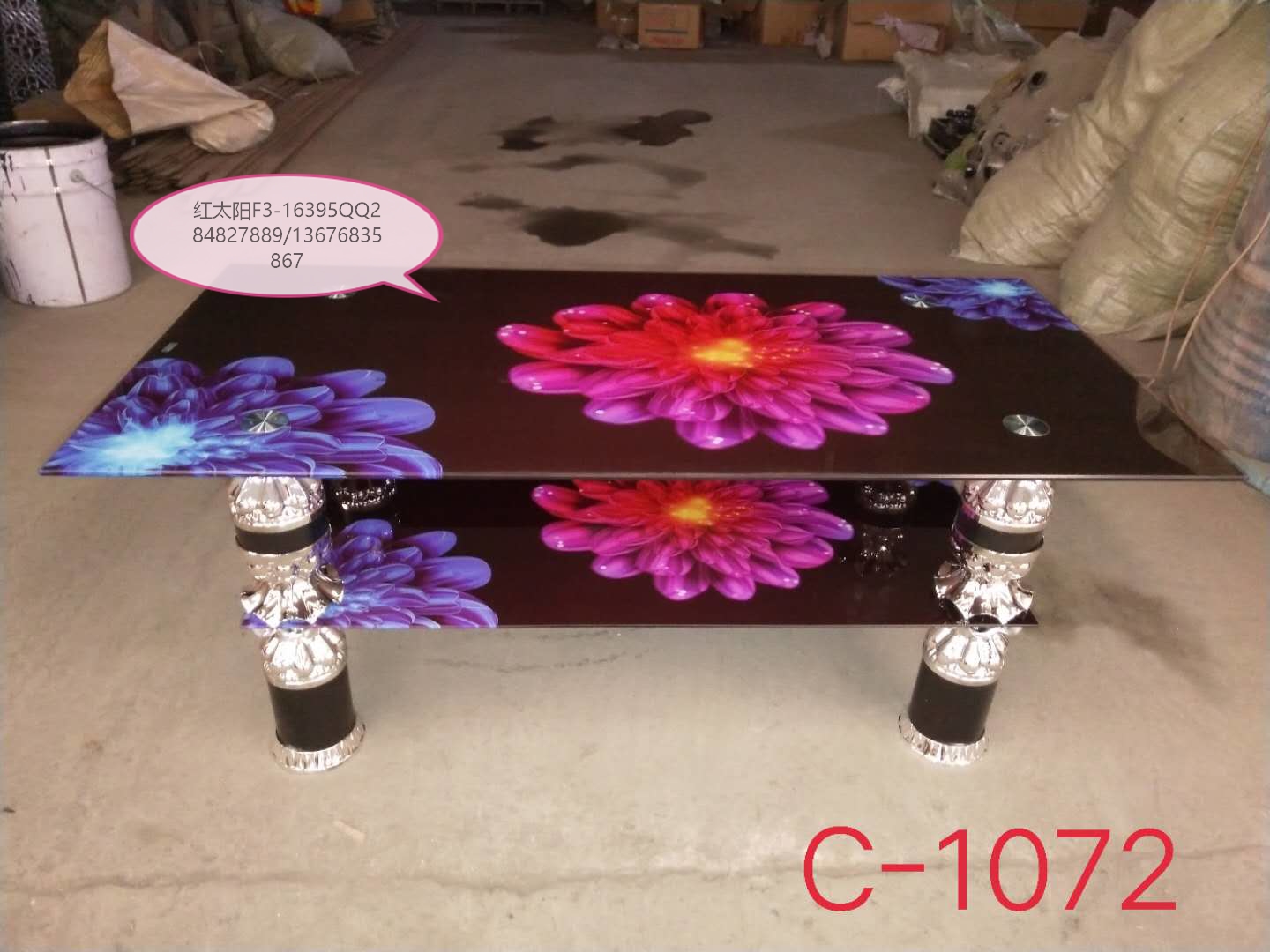 Factory direct selling square toughened glass tea table aluminium alloy leg glass tea water cabinet table thumbnail