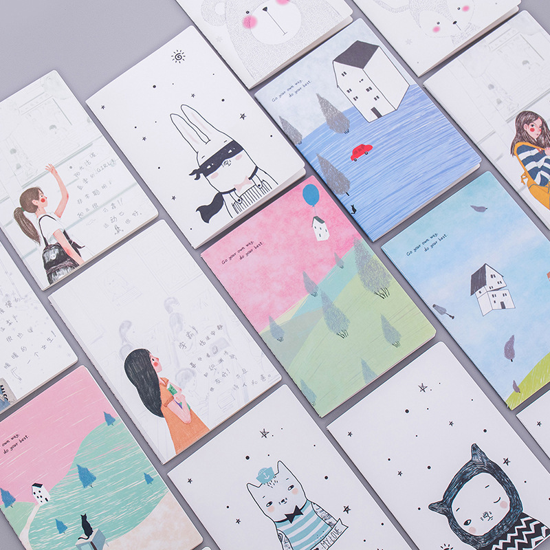 Korean Stationery Small Fresh Soft Surface Copy Cute Stationery Wholesale 32K Car Line Book Diary Book Notepad A5