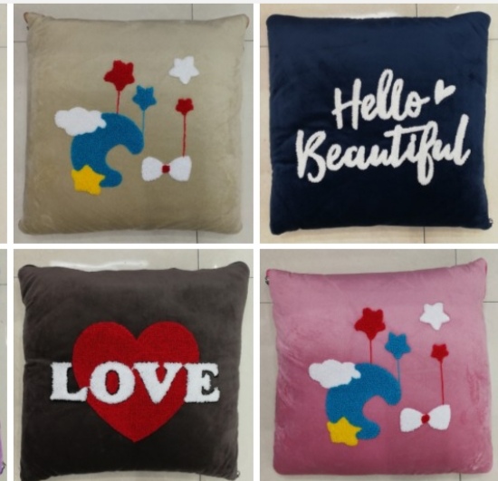 High-Grade Quilted Border Woolen Embroidery Throw Pillow Cushion Back Blanket Application Scenario