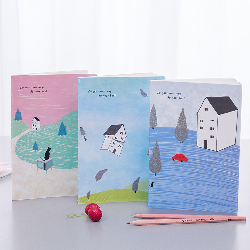 Korean Stationery Small Fresh Soft Surface Copy Cute Stationery Wholesale 32K Car Line Book Diary Book Notepad A5 details Picture