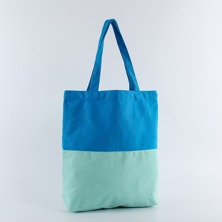 Custom Cotton Two-Color Stitching Canvas Bag Custom Logo Student Single Shoulder Cotton Canvas Bag details Picture