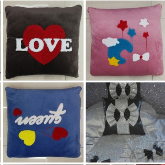 High-Grade Quilted Border Woolen Embroidery Throw Pillow Cushion Back Blanket