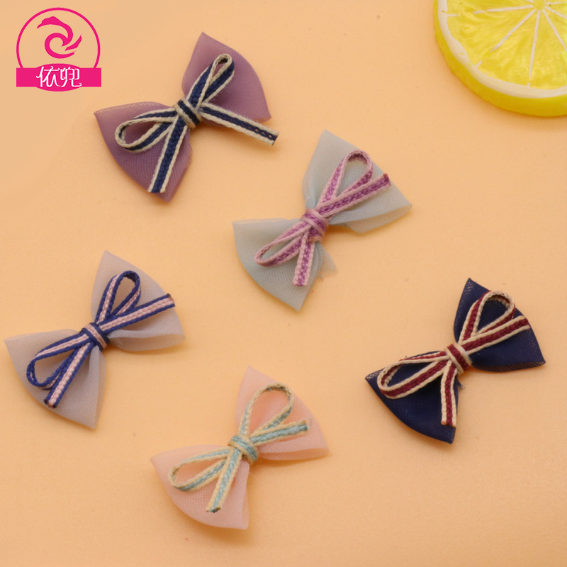 Factory direct home textile curtain bow accessories handmade hair hair bow hair card Korea two-color bow