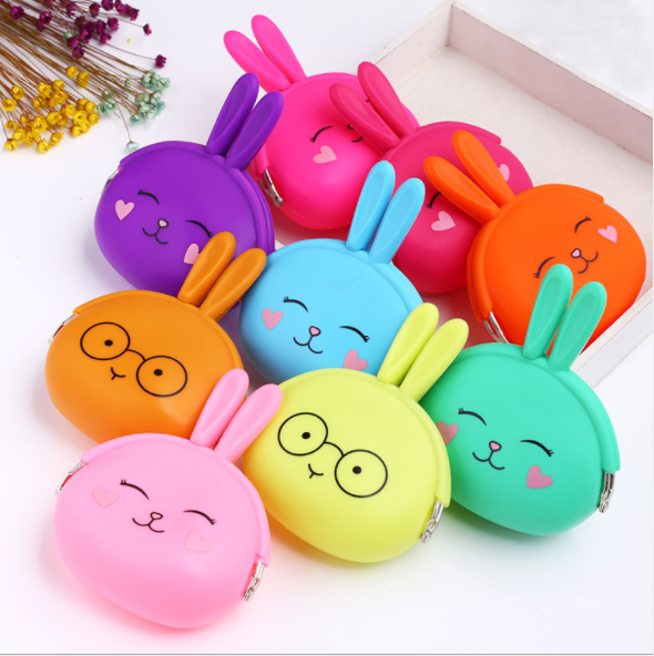 Korean cute little rabbit clasp coin case, creative key case, cartoon silicone coin purse, female student clutch Specification image