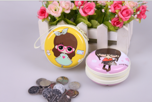 Small coin wallet Creative cartoon children's tinplate zipper coin wallet cute earphone bag key coin wallet details Picture