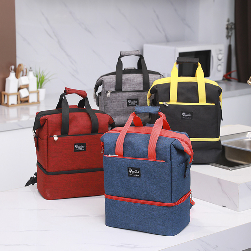 2019 New Style fashionable double-shoulder Mom Bag, double-shoulder multi-functional large-capacity insulated bento bag, a backpack for moms going out Specification image