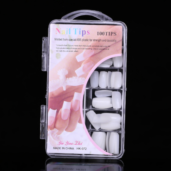 Hanbiao abs nail nail 100 pieces hard box diy short nail nail transparent natural nail patch