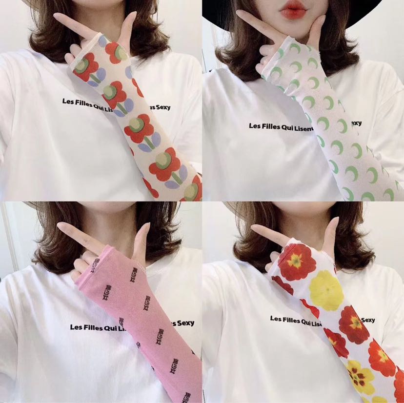 网红美少女同款夏薄冰丝泫雅风袖套防晒女潮可爱手袖护臂韩国开车细节图