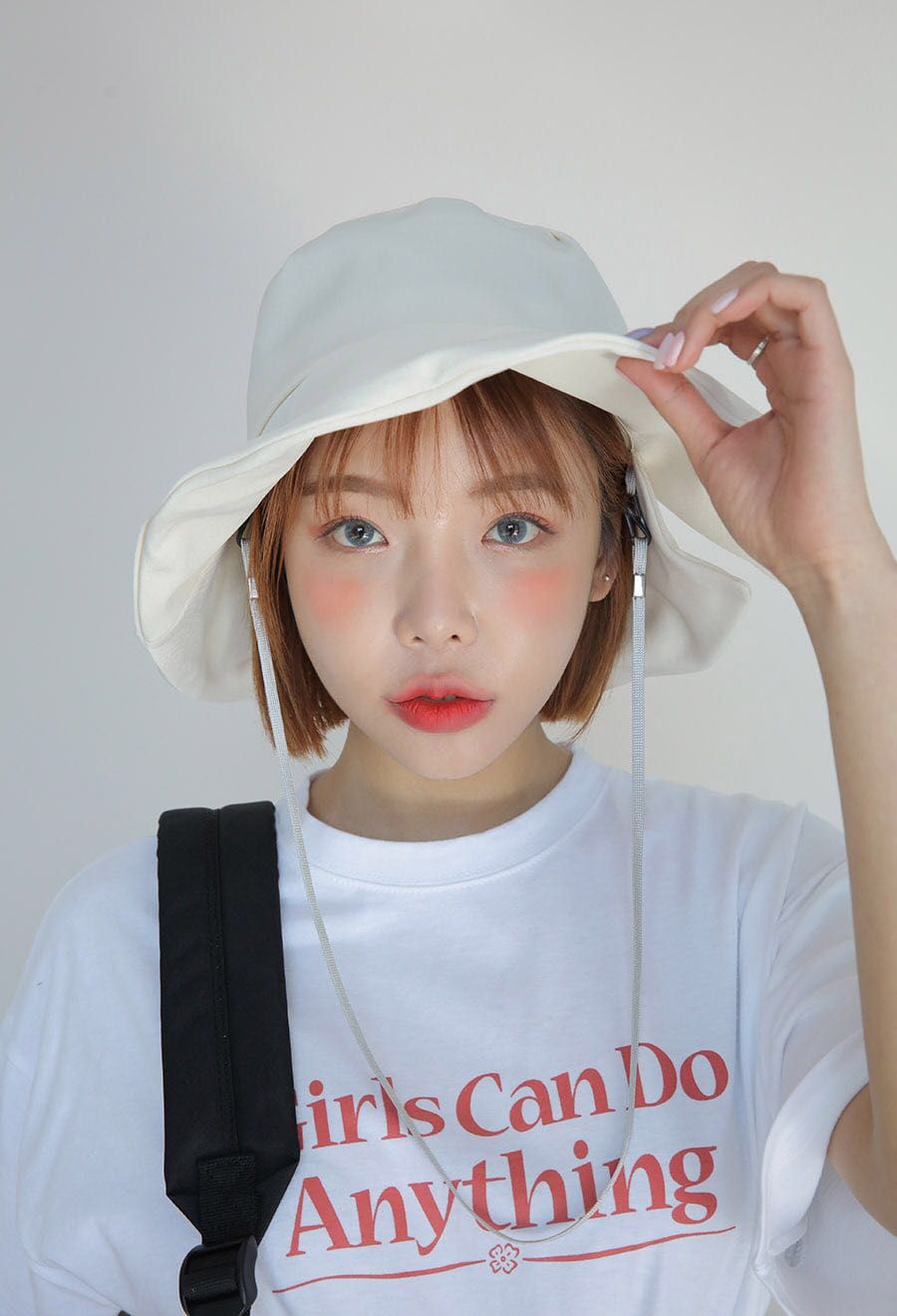 韩版夏天百搭盆帽女防晒遮阳帽可折叠休闲棉布太阳帽出游渔夫帽