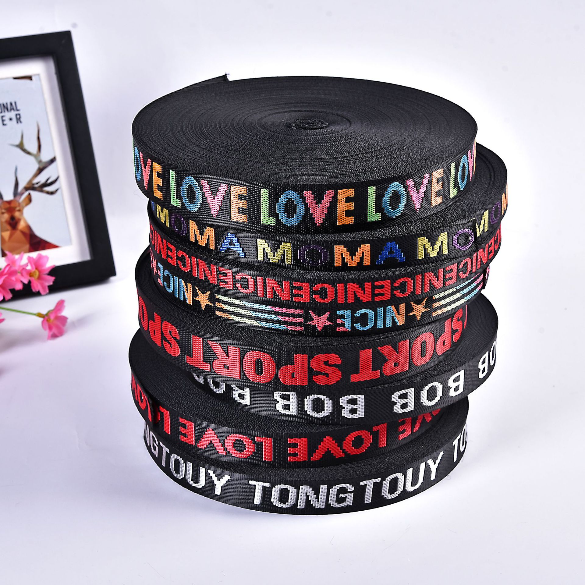 Manufacturers spot nylon jacquard woven belt clothing dressings waistband elastic elastic band letter can be customized thumbnail