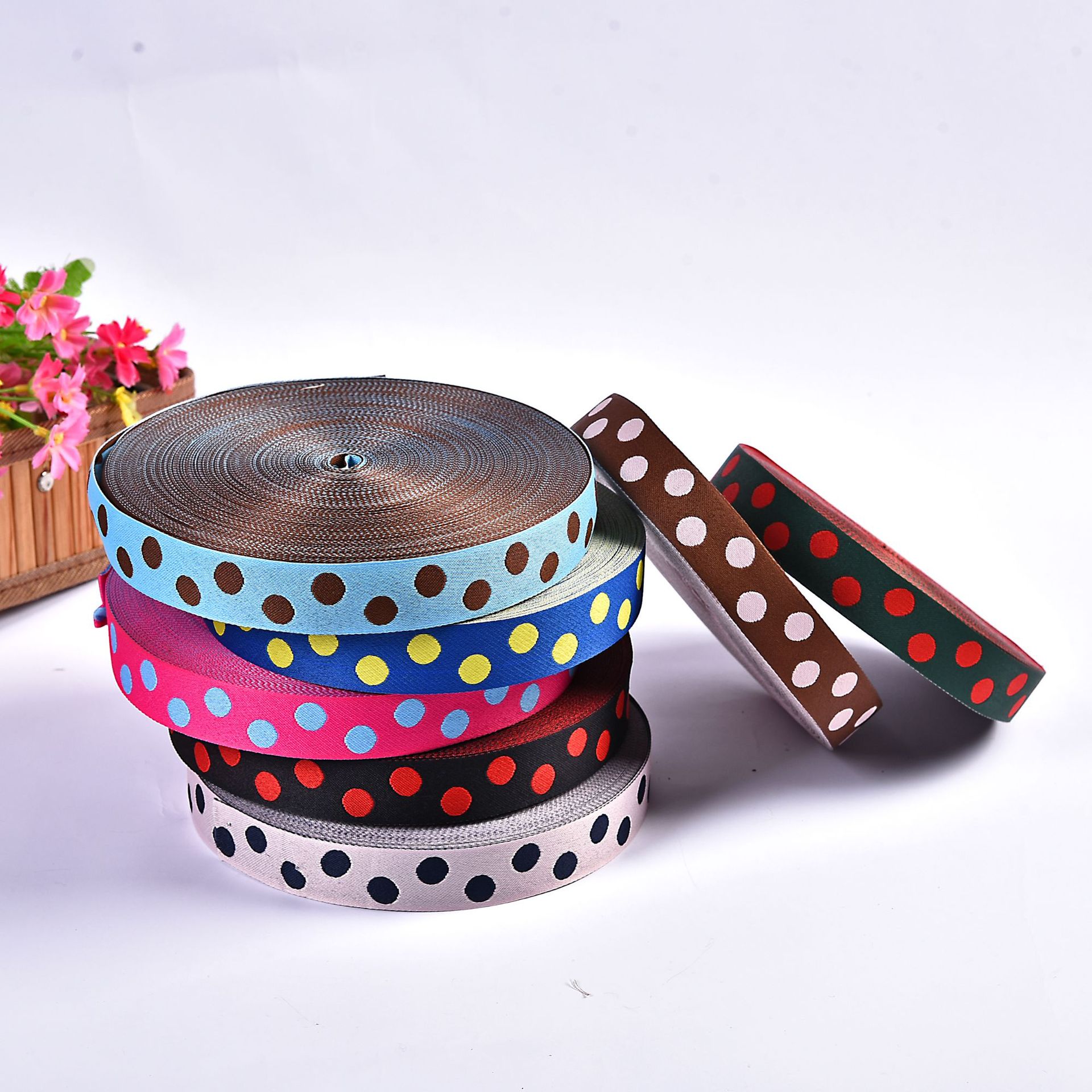 Computer fish silk jacquard polyester webbing, clothing dressings, luggage accessories, 2.5cm webbing, customizable factory wholesale details Picture