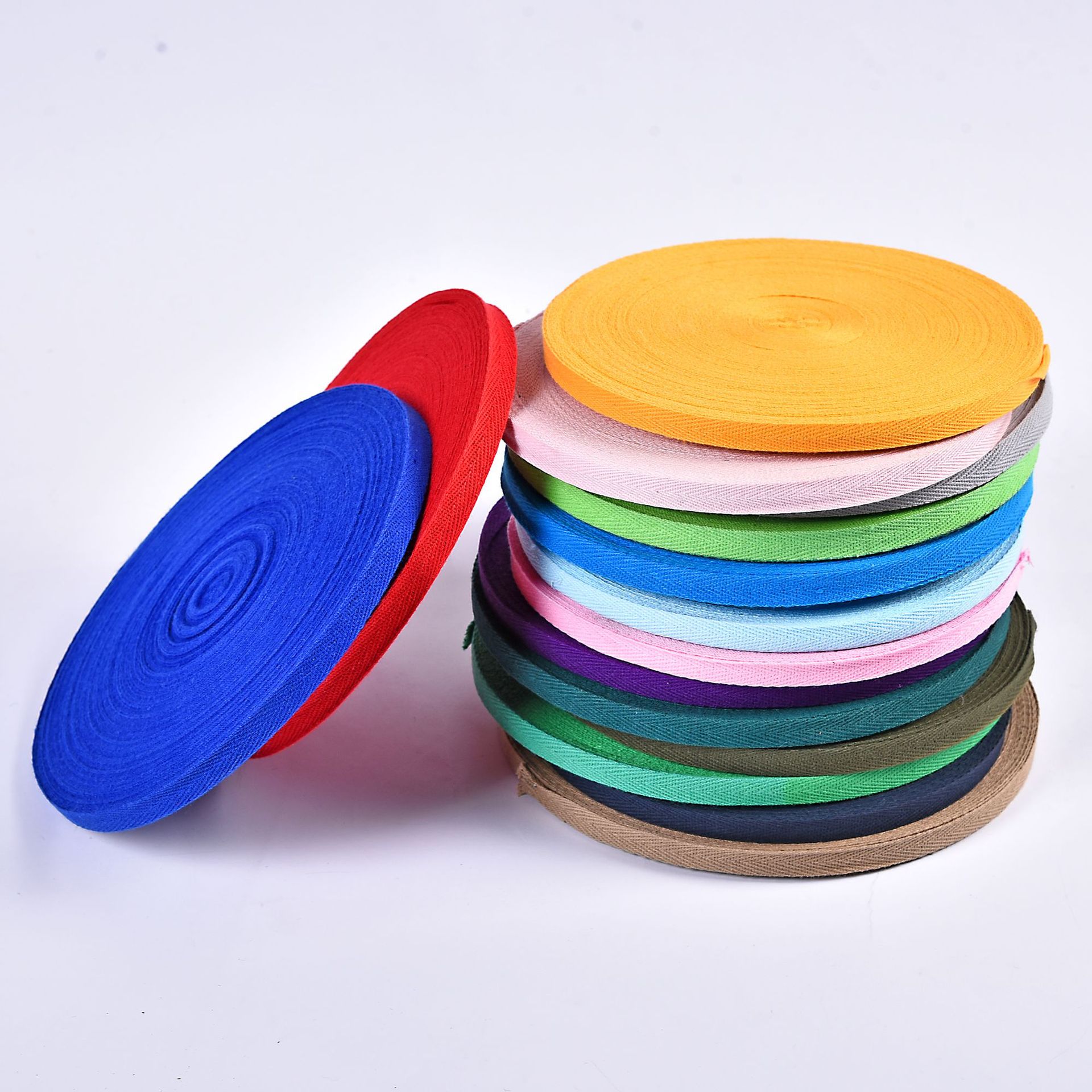 Pure cotton webbing, herringbone cotton webbing, garment edge wrapping tape supply, wholesale of all-cotton colored webbing details Picture