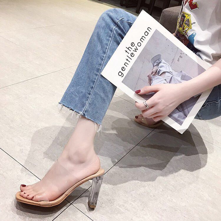 高跟水晶跟拖鞋