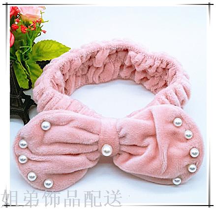 5 yuan 10 yuan shop small pearl bow tie scarf makeup head wear hair headband details Picture