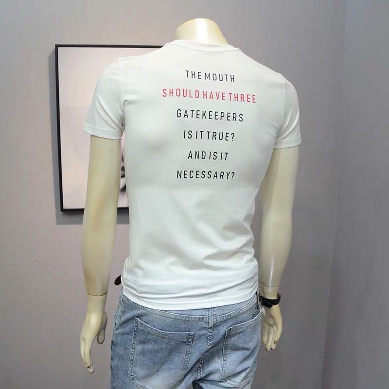 韩版潮流时尚修身印花男士圆领短袖T恤夏季新款个性休闲百搭体恤产品图