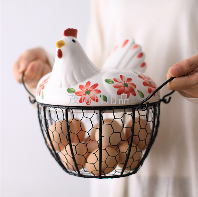 Creative ceramic basket, iron basket, egg basket, potato container, fruit basket, iron basket