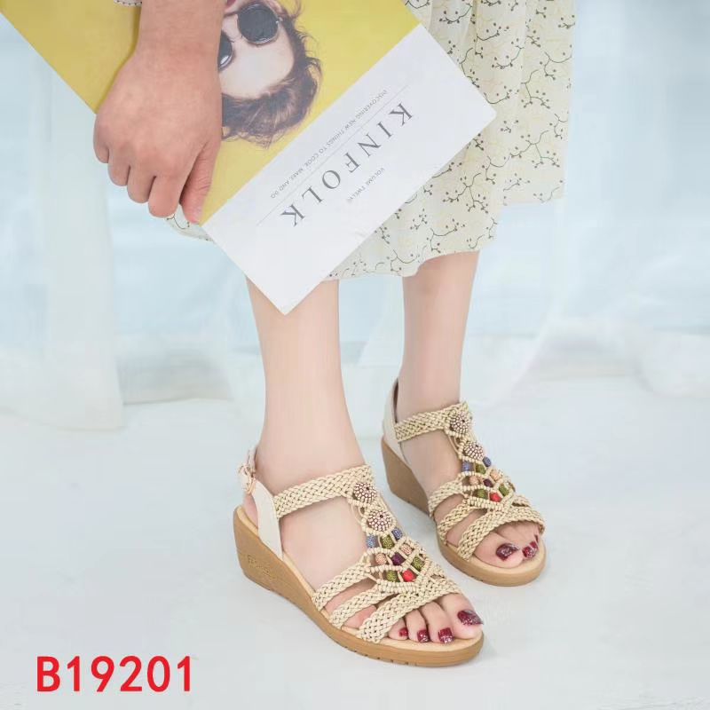 2019women shoes悠尔雅19201串珠波西米民族