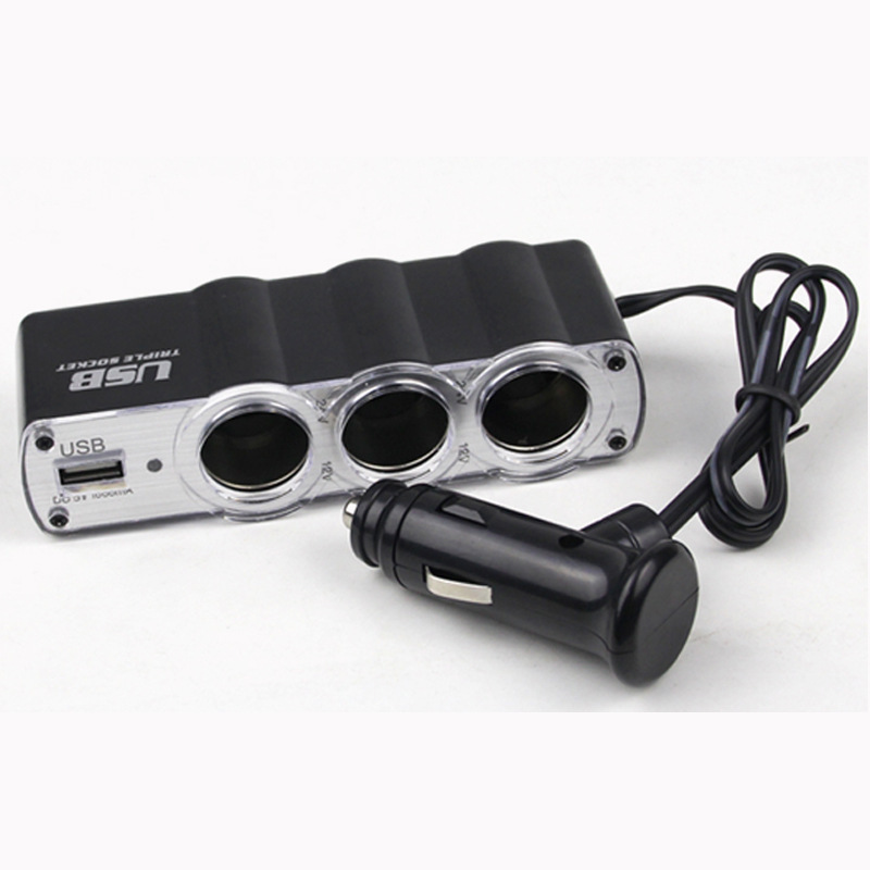 WF-0120点烟器 一分三点烟器 车载点烟器 带线一分三电源分支器产品图