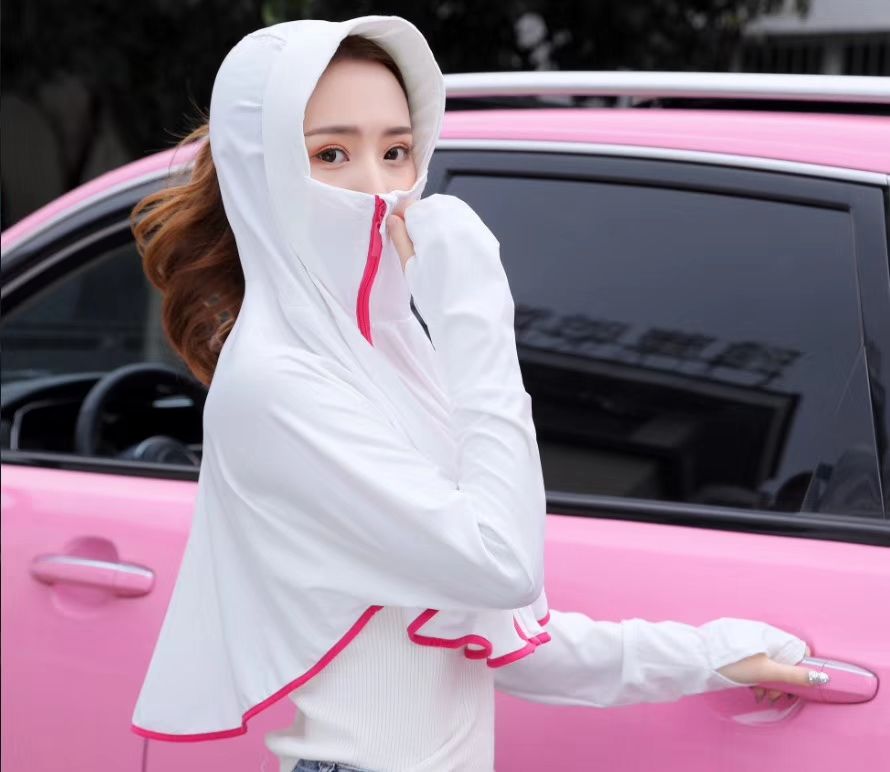 Clearance Of 30 White 2019 New Ice Silk Driving And Cycling Sunscreen Clothing And Hat Muji details Picture