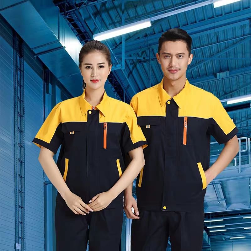 夏季薄款男女工作服套装工厂车间洗车汽修工服定制耐磨透气