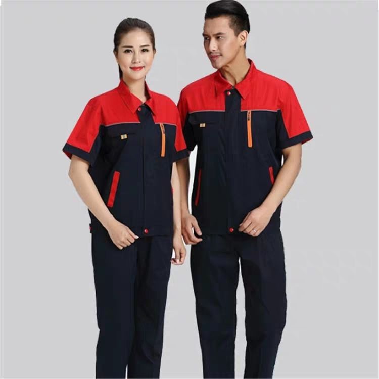 夏季薄款男女工作服套装工厂车间洗车汽修工服定制耐磨透气