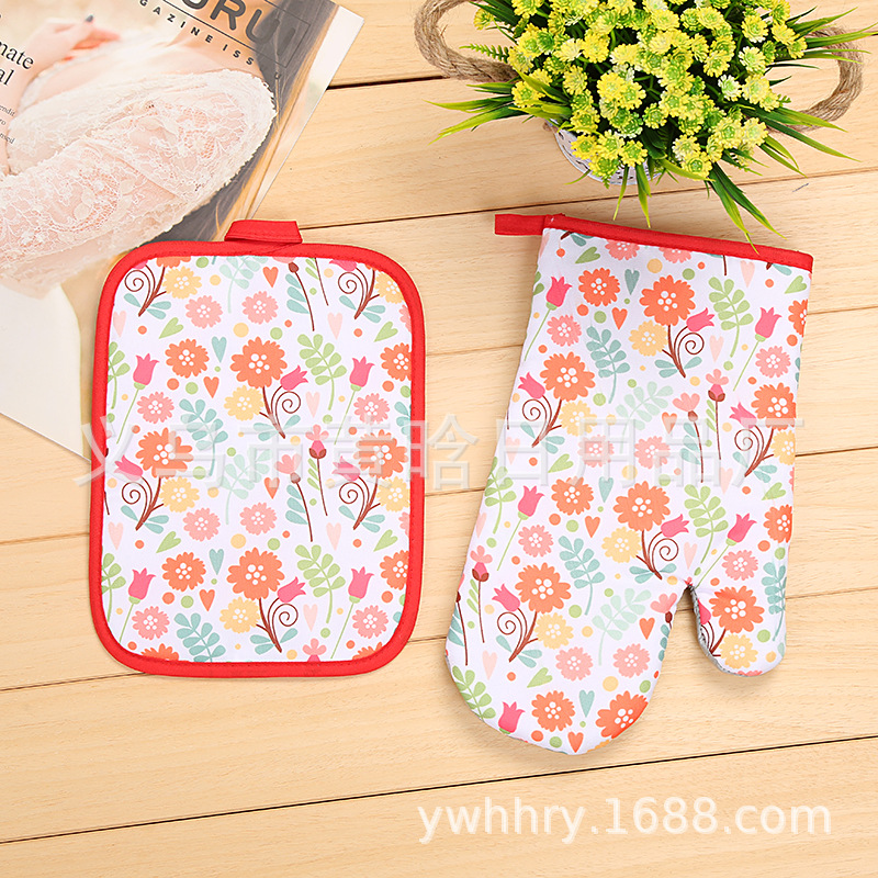 【LOVELY HOME】【 Heat Insulation gloves 2019 hot new cotton plus oven two-piece heat insulation non-slip wear comfortable manufacturers direct microwave oven gloves hot gloves thumbnail