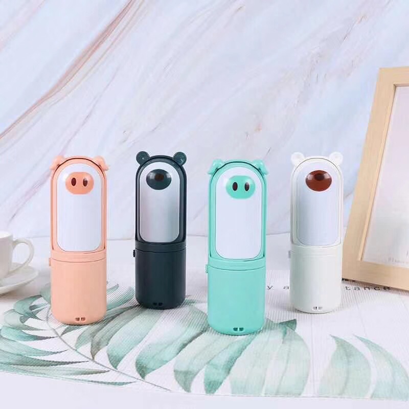 厂家直销迷你卡通风扇小夜灯便携式创意造型熊简易风扇夏季必备品
