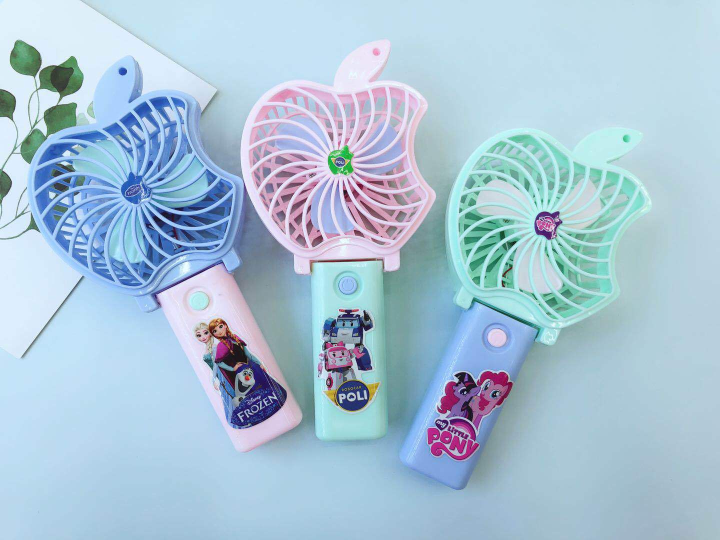 厂家直销夏季迷你手持风扇USB充电便携式苹果形状风扇折叠式