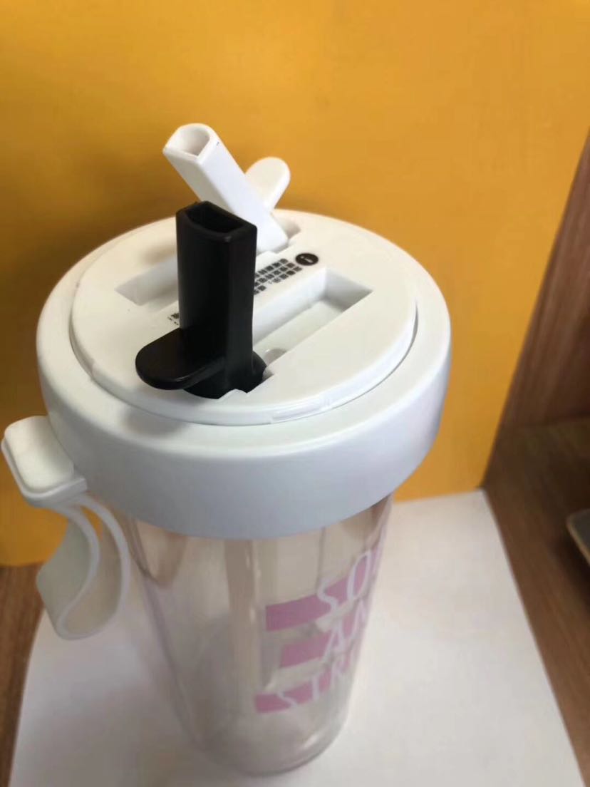 塑料双吸管杯抖音网红款创意饮料杯细节图