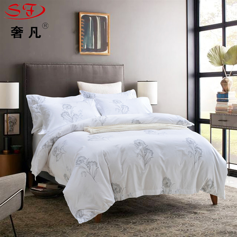 Hotel bedding four-piece set 80S, 60S, 40s bed sheet and duvet cover multiple printed styles display 3 Application Scenario