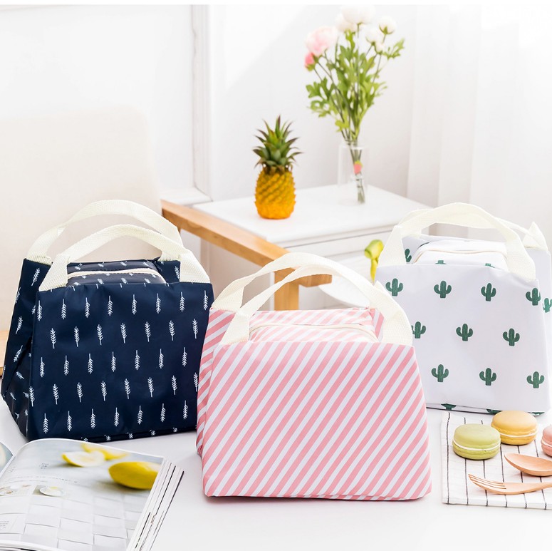 花色拉链保温袋 保冷保鲜包保温便当包 手提饭盒包保温包午餐包